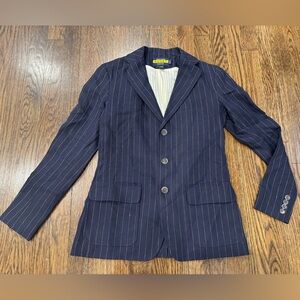 Ralph Lauren Women’s Rugby Navy Blue Pinstriped Blazer Jacket Size 0